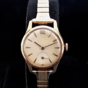 Reloj de pulsera chapado en oro para mujer de Leonidas St. Imier suizo vintage de los años 50, reloj suizo, reloj de pulsera suizo