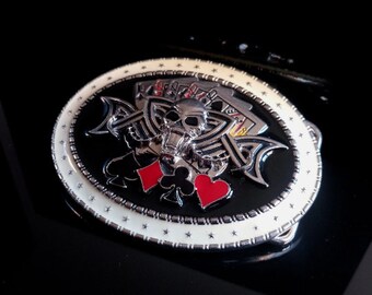 EMAILLE GÜRTELSCHNALLE, Vintage Emaille Gürtelschnalle, Poker Spiel Gürtelschnalle, Poker Emaille Gürtelschnalle, Unisex Poker Gürtelschnalle, Gürtelschnalle