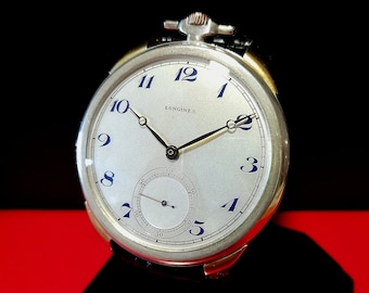 1920's Longines Art Deco luxury silver men's dress wrist watch, Swiss Longines Marriage 900 Silver Case Men's Watch, Longines