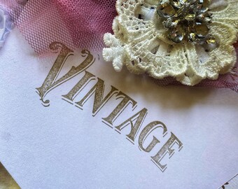 French Style "Vintage" word art Rubber Stamp