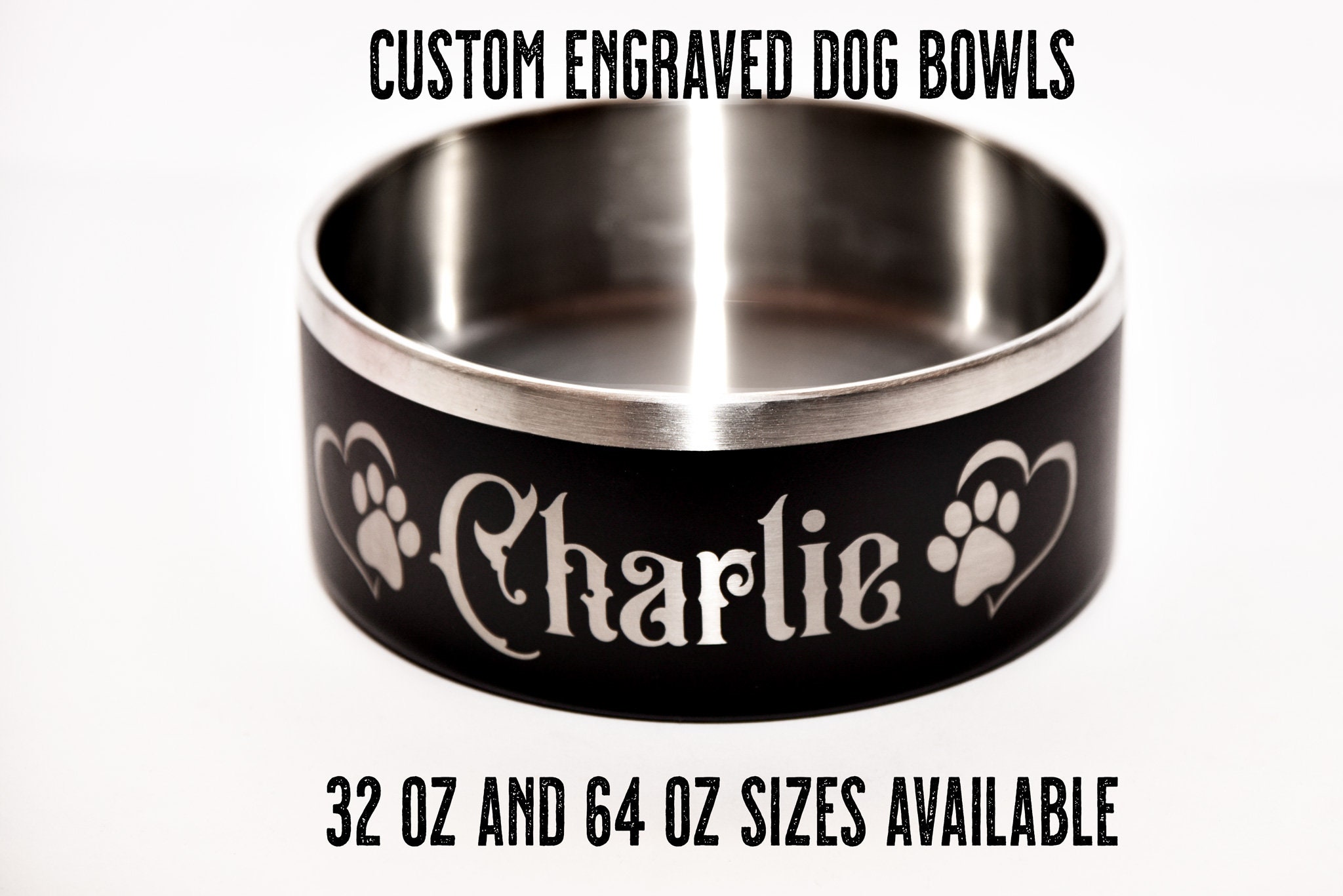 Custom Engraved Dog Bowls 32 oz 64 oz Personalized Etsy