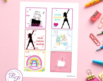 Taylor Swift inspired Printable Valentines Day cards swiftie valentines download eras tour inspired Valentine kids classroom valentines card