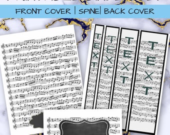 Music Note Printable Binder Cover Set, Binder Cover, Spine and Back Cover, Download, Editable