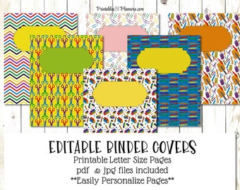 Cute school binder covers, printable, school or teacher binder, homework binder cover, kids binder, 3 ring notebook cover