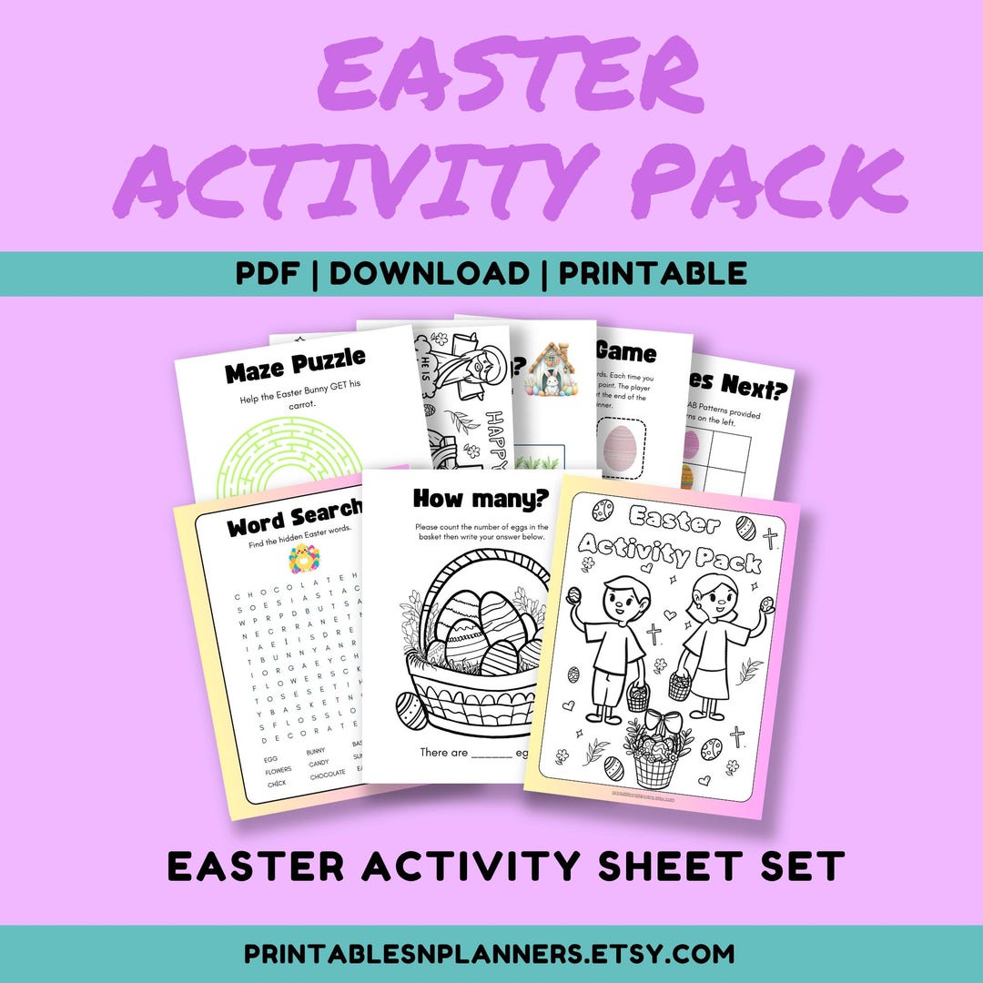 Easter Activity Pack for Kids Printable Easter Fun 13 Pages of Coloring ...