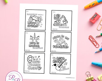 Kids coloring Printable Valentines cards download kids classroom valentines card  valentines exchange