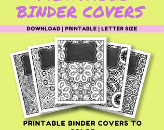 Printable Binder Covers, Coloring sheets, Mandala 3 coloring sheets, Adult coloring binder cover, Black and white coloring page