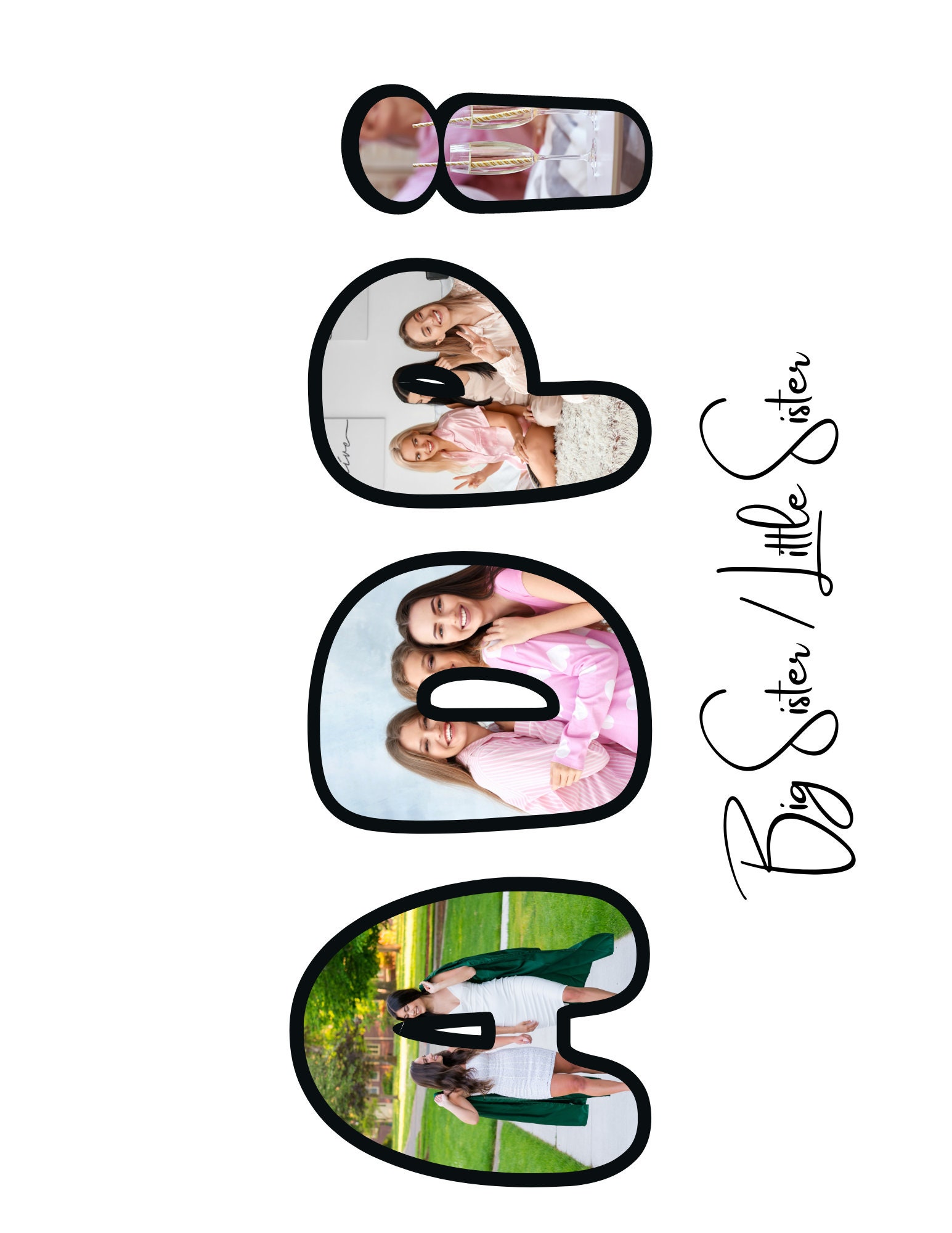 Printable Sorority Wall Art, Adpi Photo Collage, Big Little Sister Gift ...