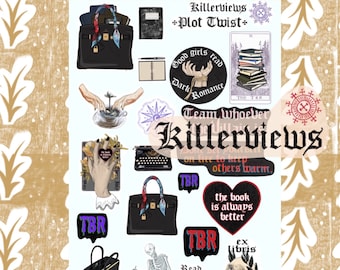 Reading list TBR dark romance sticker sheet for bullet journal kit and planner-   Kindle stickers goth