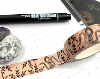 Snake floral design Washi tape in peach colour with foil stars
