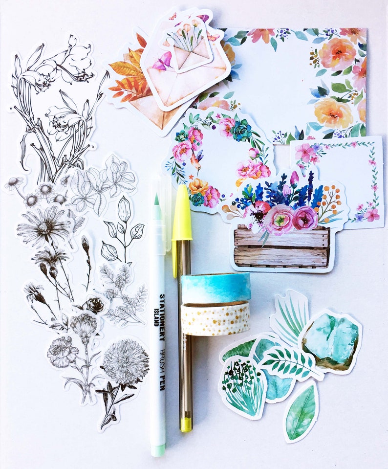 Botanical Plant and flower Bullet Journal Sticker Set