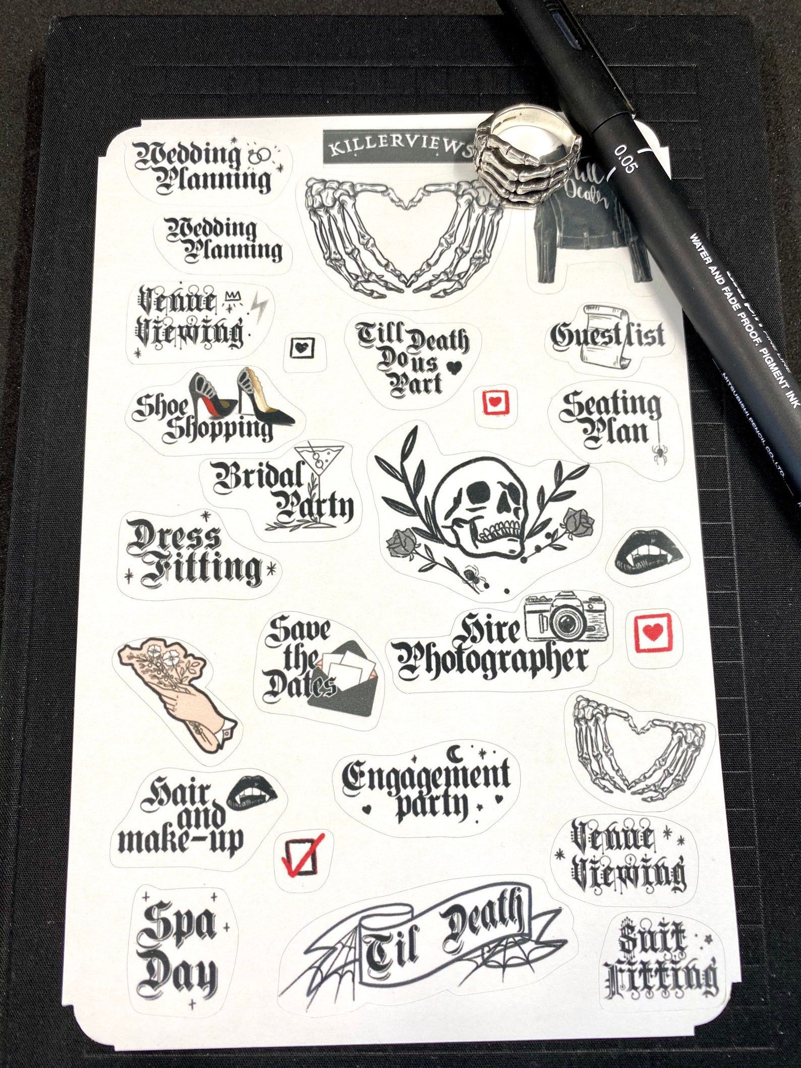 Gothic wedding Planner sticker sheet for bullet journal kit | Etsy