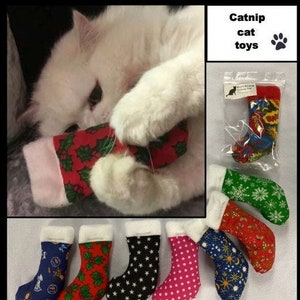 Catnip Cat Toy, EXTRA Strong Catnip. Christmas and other patterns Stocking. Cats Present, Gift. Uk seller. UK made. Handmade. FREE postage