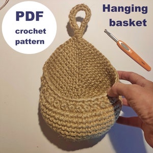 Hanging basket crochet pattern Kitchen wall basket air plant holder Light Easy DIY crochet pattern Different sizes