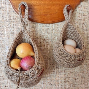 Hanging wall baskets Jute storage crochet basket Rustic eco-friendly pouch Hanging hemp wicker Vegetable fruit storage Farm house basket