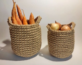 Crochet Jute Basket: Eco-Friendly Vegetable Storage