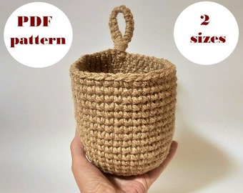 Patrón de cesta colgante de crochet: Fácil de hacer, 2 tamaños (Patrón PDF)