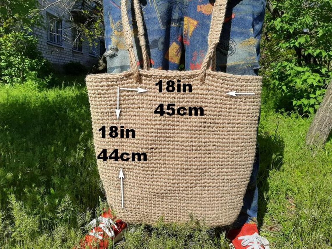 Jute bag Extra large handbag Etsy