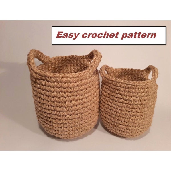 Crochet Basket Pattern With Handles 2 sizes Kitchen basket storage  PDF pattern