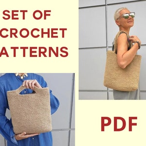 Crochet bags patterns Crochet shopper tote bags patterns pdf Beach bags patterns PDF Download