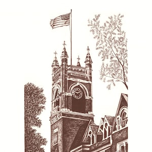 College Hall, Smith College - Lithographe édition limitée (non encadré)