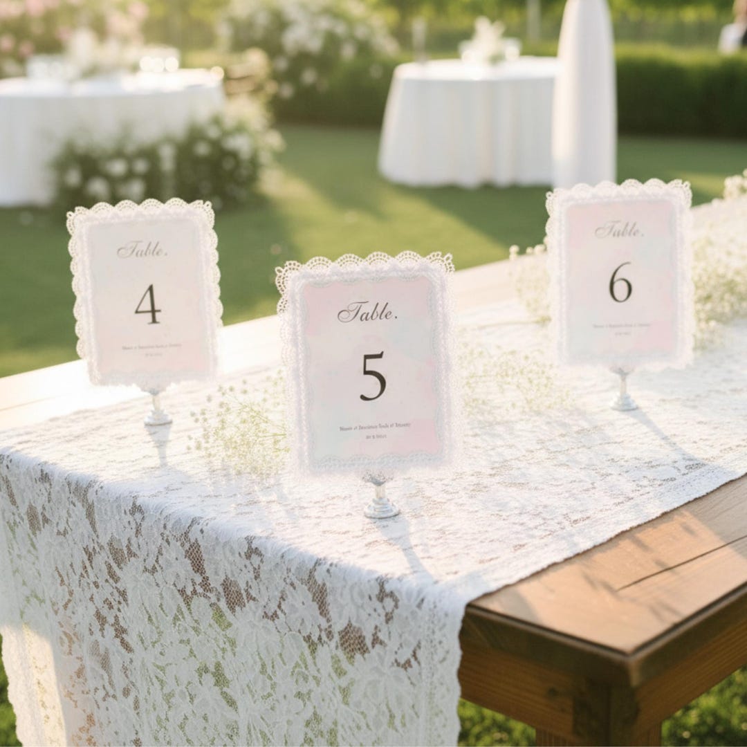 Unique Lace Table Numbers Personalized Lace Trim Table Numbers – Romantic Wedding Decor, Vintage ...