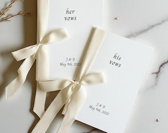 Set of 2 Personalized Wedding Vow Books His and Her Paper Vow Books Customized Wedding Vow Book with Silk Ribbon gift for Bride and Groom