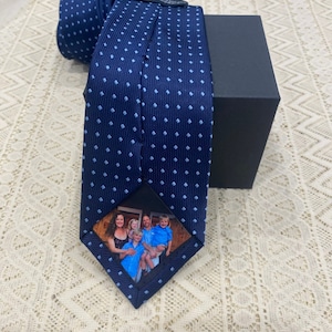 Corbata de seda con foto personalizada para él, Seda de corbata con foto de boda, Regalo para el padre de la novia, Regalo de boda para papá, Seda de corbata con foto personalizada