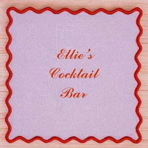 Personalized Scallop Linen Cocktail Napkin, Personalized Cocktail Napkins, Kitchen Napkins, Linen Cocktail Napkins,4 custom cocktail napkins
