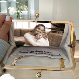 Handmade Photo Lining Purse, Mother of the bride gift, mother of the groom gift, Bridal Clutch Purse, Personalized gift for Mom-M054