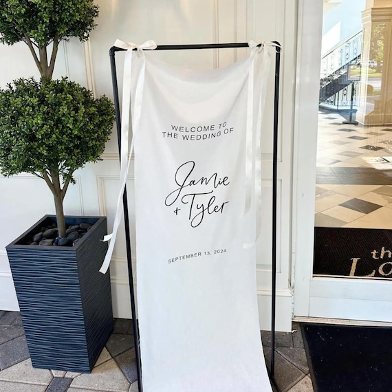 Wedding Welcome Sign, Modern Wedding Welcome Sign, Fabric Sign, Wedding Fabric Welcome Sign, Custom Linen Wedding Signs, Boho Wedding