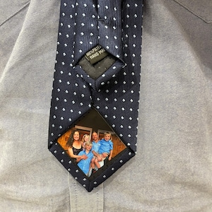 Fabric Tie Photo Wedding gifts - Peel N’ Stick Photo Patch wedding day gift for Him Personalized Fabric Tie Photo for father of the bride