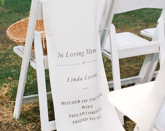 Custom Memorial Wedding Sign, Reserved Wedding Memorial Chair Sign, Personalized Fabric Sign, Wedding Chair Banner In Memory Loved Ones-M868
