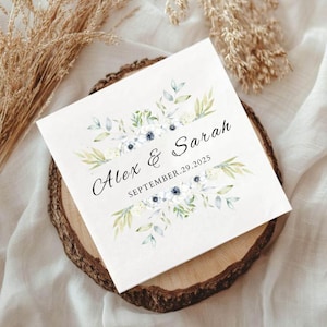 Gepersonaliseerde bruiloftsservetten | Gepersonaliseerde cocktailservetten met monogram | Bedrukte papieren servetten | Decoratie verlovingsfeest | Servetten voor vrijgezellenfeesten