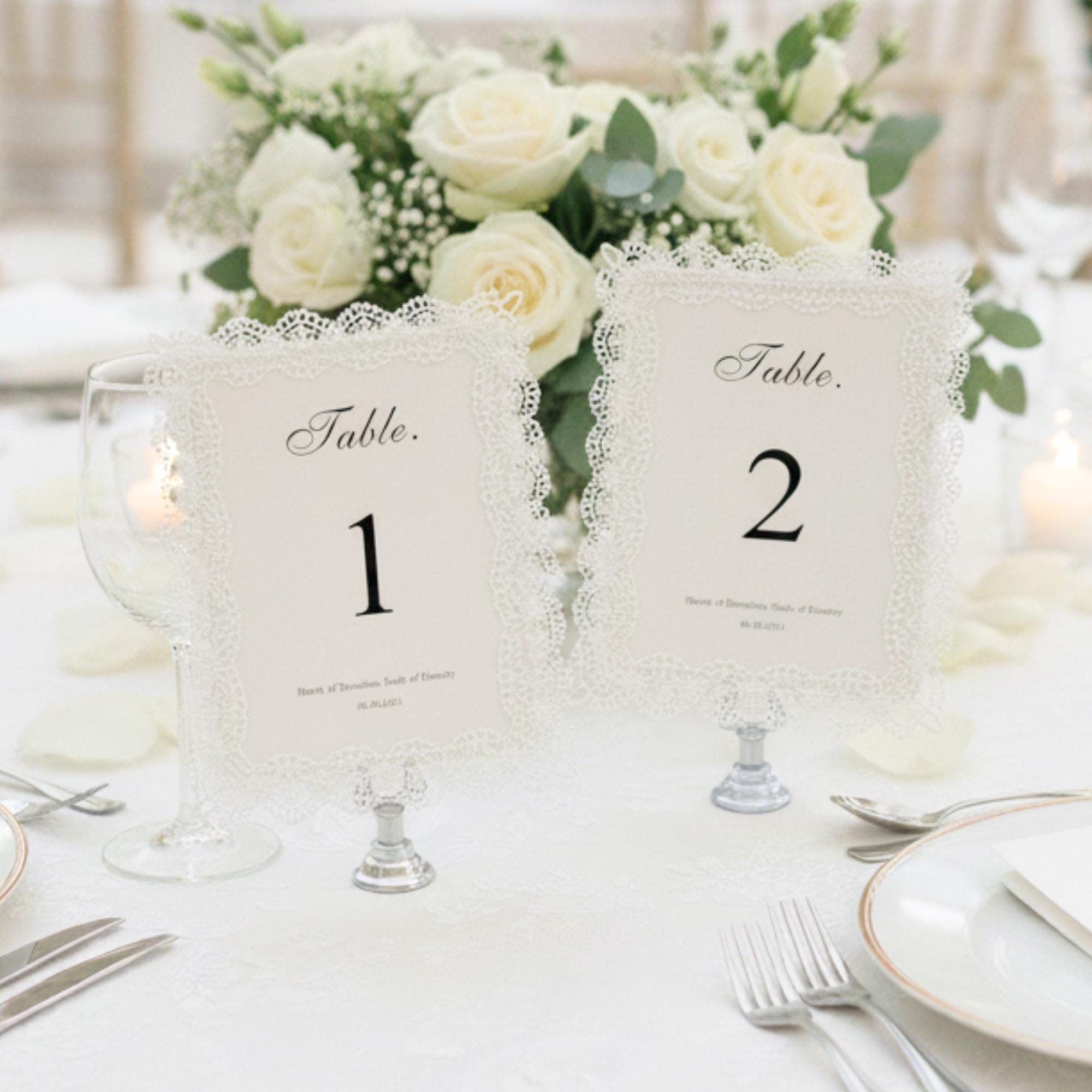 Unique Lace Table Numbers Personalized Lace Trim Table Numbers - Wedding Decor - Romantic Wedding ...