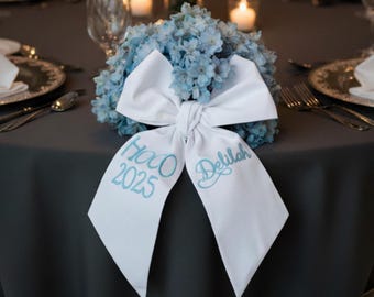 Embroidered Bouquet Sash: Personalized Monogram Ribbon Wrap | Nosegay ribbon
