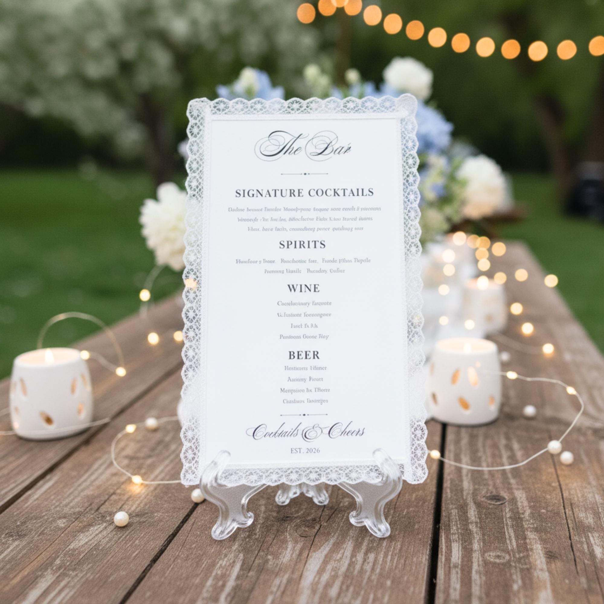 Wedding Bar Menu Sign