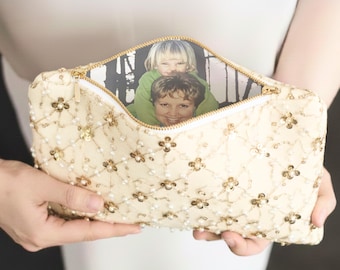 Personalisierte Bild Clutch | Hochzeitsfototasche | Sinnvolles Geschenk für die Mutter der Braut, des Bräutigams oder der Brautjungfern