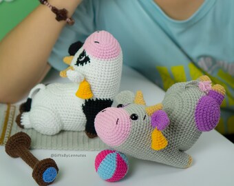 Cow Amigurumi Stuffed Animal Plushie Toy, Fun Animal Toy Doing Yoga, Lennutas