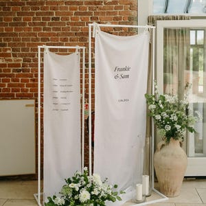 Welkomstbord bruiloft, modern welkomstbord bruiloft, stoffen bord, welkomstbord bruiloft stof, aangepaste linnen bruiloft borden, boho-bruiloft