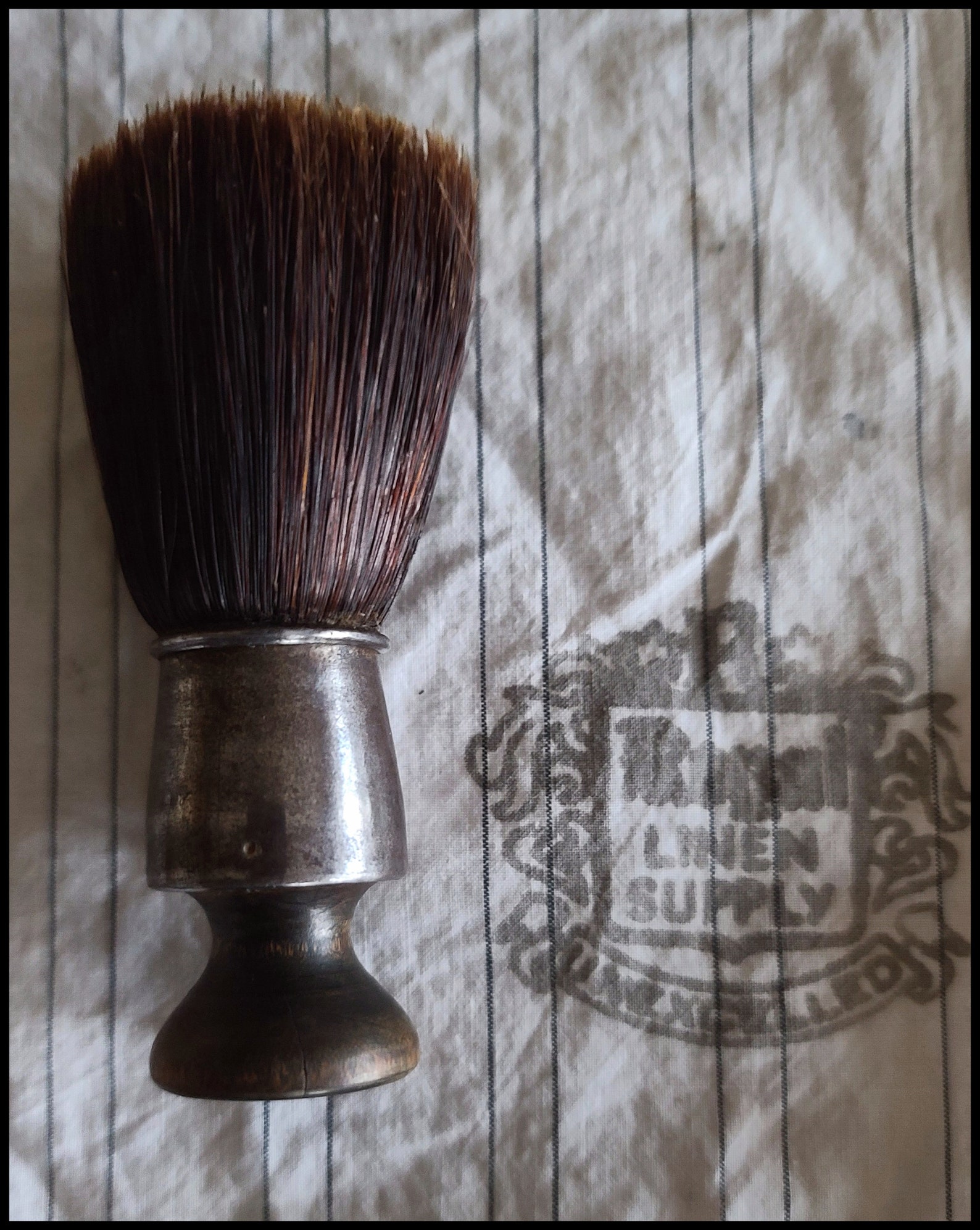 Rare Antique Wet Shave Brush With Metal Ferrule and Wood Handle