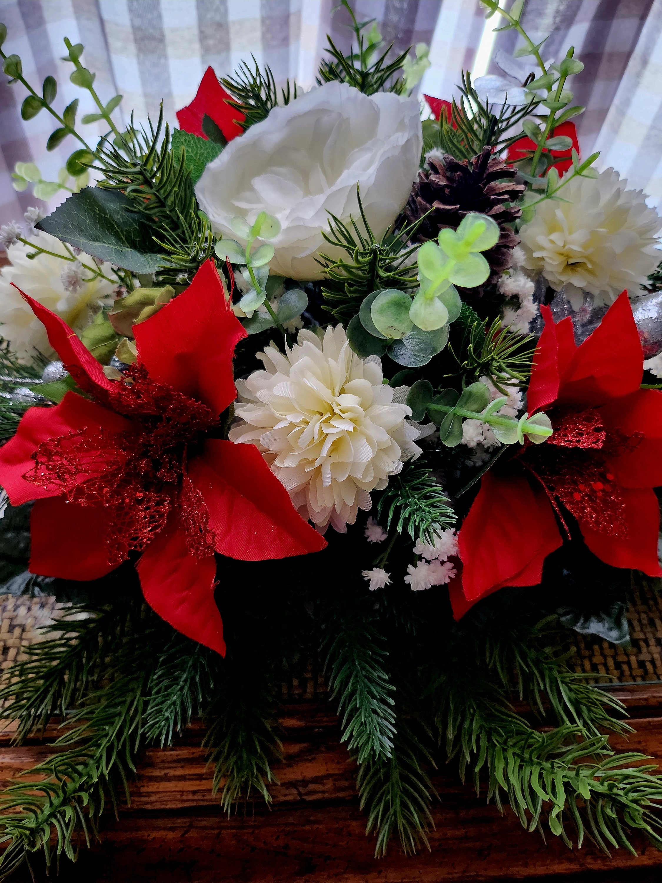 Cemetery Christmas Arrangement, Memorial Christmas Arrangement Etsy