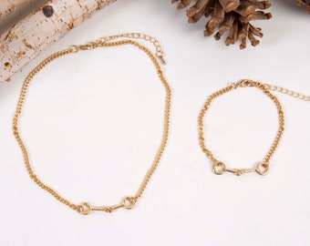 Gold Horse Bit Necklace & Bracelet - Bit Equestrian Necklace - Horse Love - Horse Gift ideas