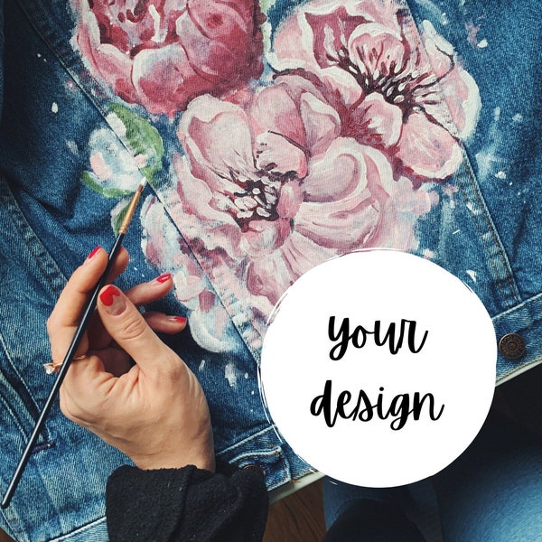 YOUR DESIGN / Hand painted jean jacket / Custom denim jacket