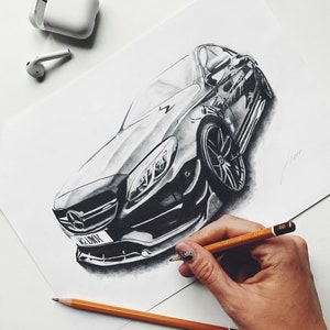 Custom car drawing Size A4 (8.3 x 11.7)  / Car portrait / Personalised car drawing / Personalised gift / Gifts for him / Boyfriend gift