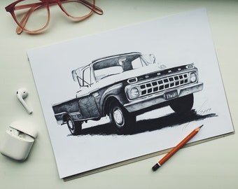 Size A3 Custom car drawing / Car portrait / Personalised car drawing / Personalised gift / Gifts for him / Boyfriend gift