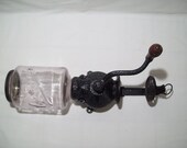 Antique Crystal Arcade Cast Iron Coffee Grinder Wall Mount Hand Crank Unit