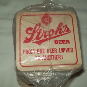 Posavasos vintage de cartón para bar o taberna, de 100 piezas, de doble cara, de cerveza ligera Stroh's, de los años 70