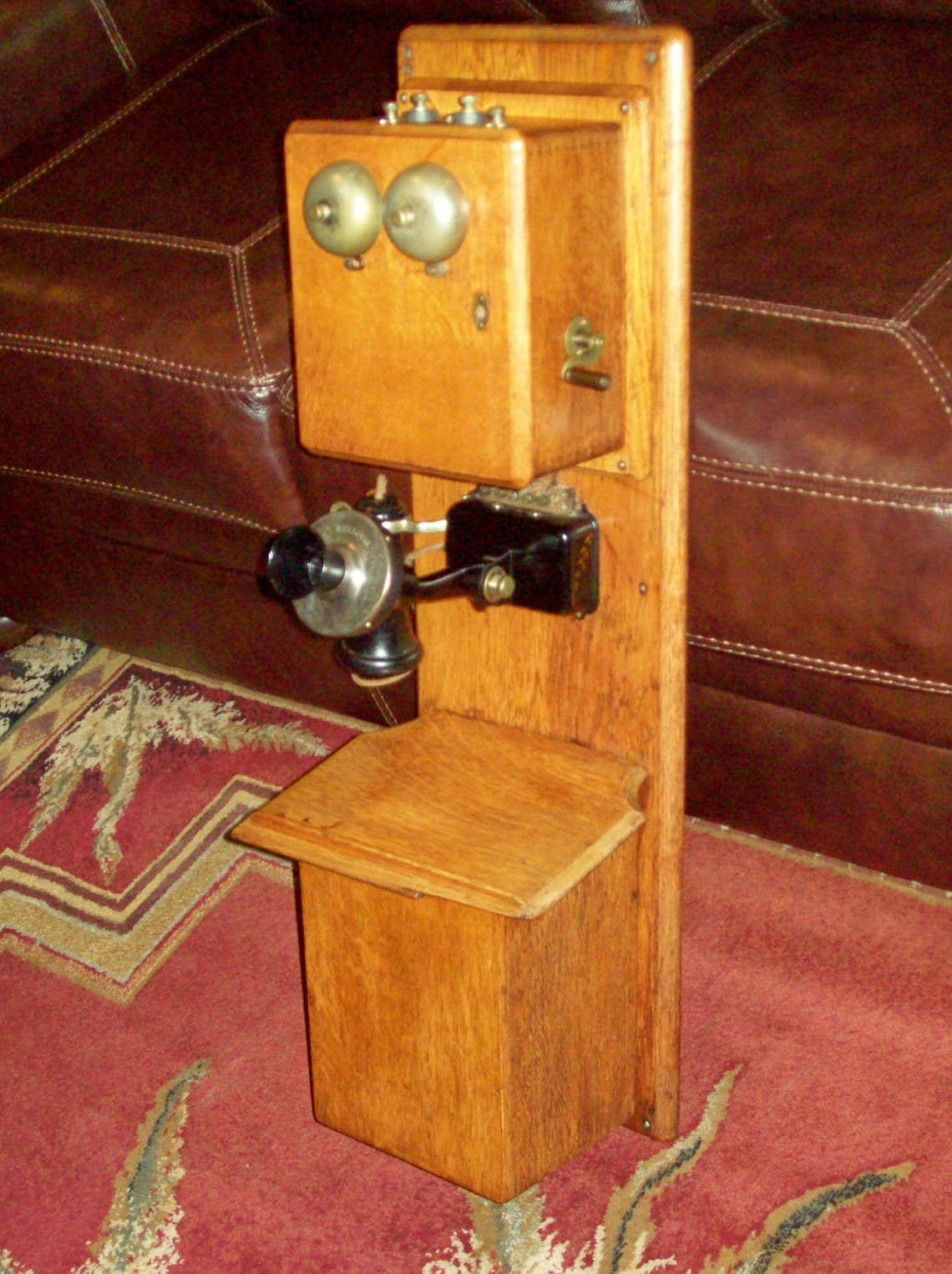 Antique Wall Mount Hand Crank Phone Double Wood Box Early Etsy Canada