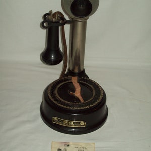 Vintage Jim Beam Western Electric Candlestick Phone Liquor Decanter &quot;Empty Bottle Sorry&quot; Does Display Well !